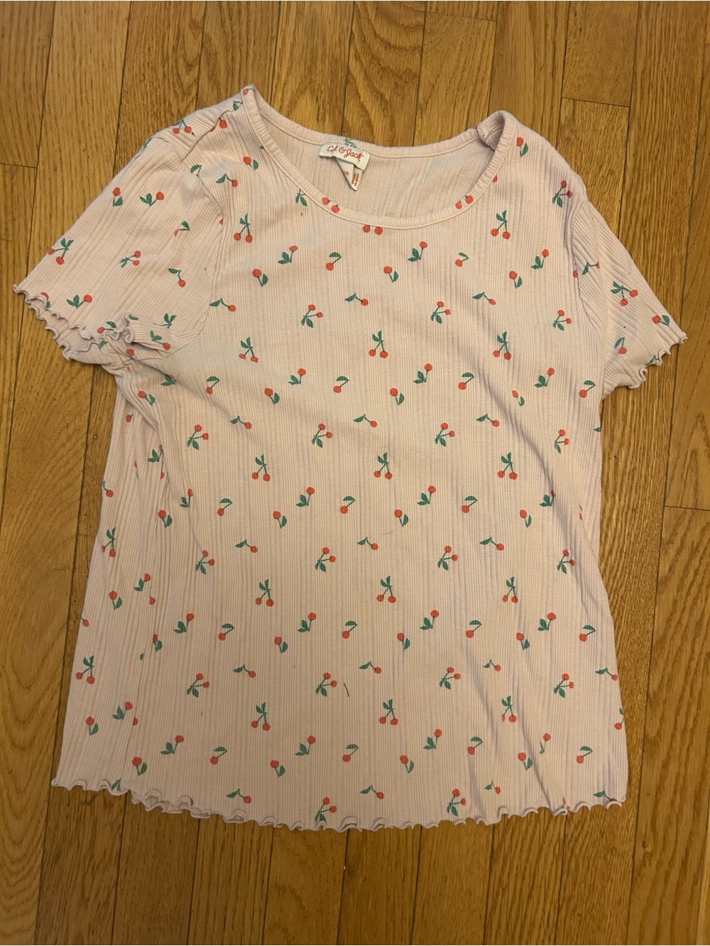 Girls Cat & Jack Pink Ribbed Cherry Top Size XXL